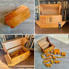 Vintage Handmade Wooden Noah's Ark Play Set With Ark and 12 ...