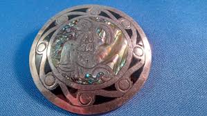 Silver & Abalone Mexican Mayan/aztec Warrior Brooch/pin ...