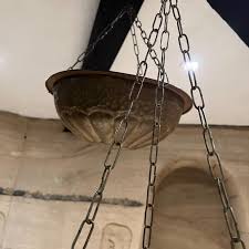 Rustic Vintage Set of Three Hanging Brass Planter Bowls ...