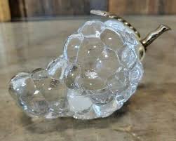 Vintage Grape Cluster Paperweight Clear Crystal Gold Tone ...