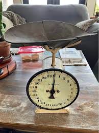 Vintage Hanson Bros. Kitchen Scale with Metal Scoop Tray 24 Lbs Chicago USA