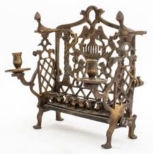 Sold at Auction: Central European Brass Menorah, 19th C
