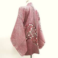10034C4 Silk Vintage Japanese Kimono Haori Jacket Shibori Flower | eBay