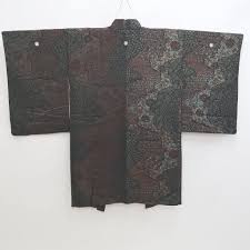 Haori Jacket Vintage(1950-1980) Black Silver Brown Michinagadori Long Silk #9780A4 - Etsy