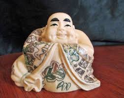 SALE - Sitting Buddha A With A Money Bag Hand Painted ...