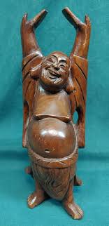 Old Vintage Hand Carved Wooden Asian Chinese Happy Jolly Buddha Figure Wood Carving - Etsy