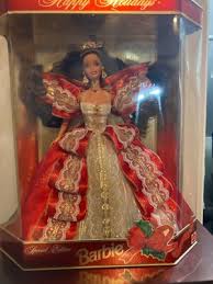 1997 Happy Holidays Barbie Doll “10th Anniversary Gold” blue eye box, RARE, NRFB | eBay
