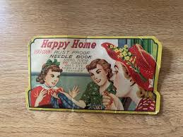 Vintage Happy Home Rust Proof Needle Book Gold Eye Sewing ...