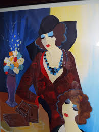 HUGH 60"x31" Framed Tarkay Signed Serigraph Debbie and Donna ...