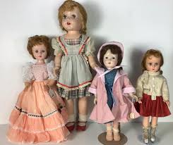 Lot - (4) vintage hard plastic dolls -19" Effanbee Honey and ...