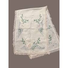 Vintage Hand Embroidered Table Runner Dresser Scarf Flowers ...