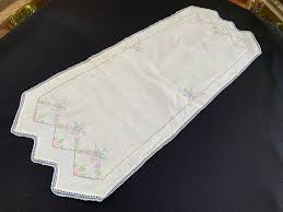 Vintage off White Table Runner or Dresser Scarf With Hand ...