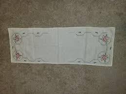Vintage White Hand Embroidered Dresser Scarf or Table Runner ...