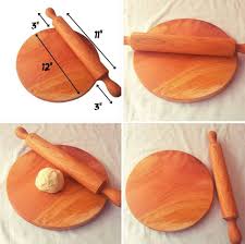 Wooden Rolling Pin and Board, Chapati Maker Daily Use Chakla ...