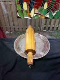 Antique Wooden Rolling Pin: Rustic Kitchen Decor With Carved ...