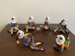 Mid Century Italian Porcelain Harlequin Figurines For Sale at 1stDibs