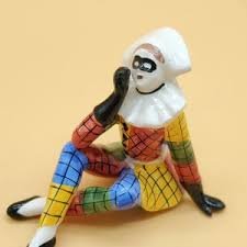 Vintage Colorful Ceramic Sitting Harlequin Figurine - Etsy