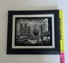 Beautiful Framed Black and White Street Scene Oil Painting ...