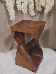 Acacia Wood Honey Twist End Table - Etsy