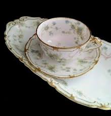 Lot of 3 Limoges Haviland France Porcelain Cup Saucer Set Oval Sandwich Tray | eBay