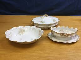 3 Antique Haviland Limoges Pink Rose Serving Bowls w/Gold ...
