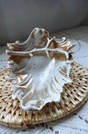 Vintage Porcelain Leaf/shell Gold Trimmed Leaf Shaped Dish ...