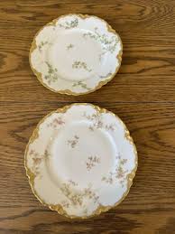 2 Vintage Haviland & Co. Limoges France, Pink & Green Flowers Gold Trim ~7.25" | eBay