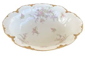 Warwick China Apple Blossom Pink Lavender Gold Edge oval vegetable serving bowl/ | eBay