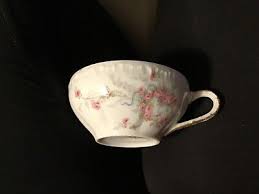 Vintage Theo Haviland Limoges France Teacup & Saucer PINK FLOWERS BLUE RIBBON | eBay