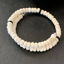 Memory Wire Stainless Steel Howlite Onyx Bead Bracelet ...