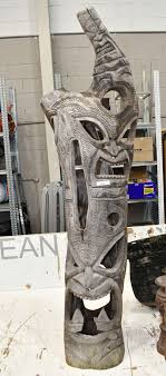 Sold at Auction: Hand Carved Standing Mauri Style Tiki Style ...