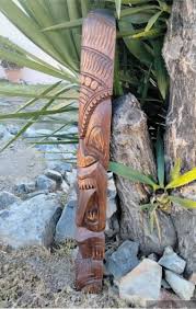 Set of Hawaiian Tiki God Wooden Masks Hand Carved 39" x 6 ...