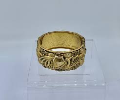 Victorian Bangle Bracelet Flower Motif Heavy Three ...