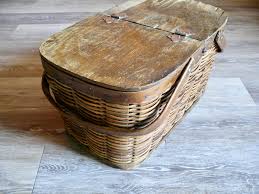 Hawkeye Company Wood Picnic Basket, Antique Handled Market ...