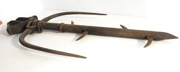 Sold at Auction: Iron 3-prong hay harpoon
