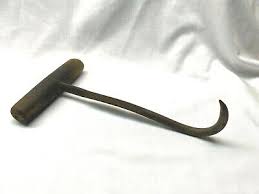 Vintage Antique Cast Iron 9" Ice / Meat / Hay Hook w Wood ...