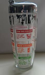 Vintage Mid-Century DRINK RECIPE Cocktail Shaker w Lid | eBay