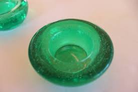 Art Glass Votive Candles Red (1) and Green (2) Set of 3 ...