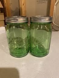 2) Ball Mason Jar Quart 32oz. Green Wide Mouth 100th Anniversary with Lids | eBay