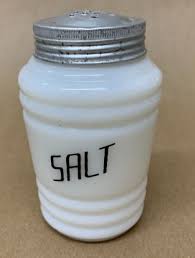 1 Salt Shaker Milk Glass Vintage Metal Lid Vintage | eBay