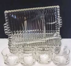 HAZEL ATLAS Orchard Crystal Party Set for 4 Snack Sip and ...
