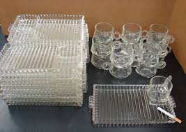 4 Trays 4 Cups Vintage Hazel Atlas Orchard Crystal Sip Smoke ...