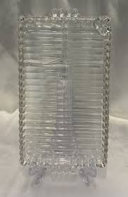 Set Of 4 Vintage Hazel Atlas Sip & Smoke Clear Glass Snack Tray w/ Handles | eBay