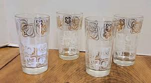 4 Vintage MCM Drinking Glass Tumbler RETRO Kitchen Decor 5 ...