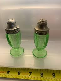 GREEN DEPRESSION GLASS SALT & PEPPER SHAKERS – BK Industrial ...