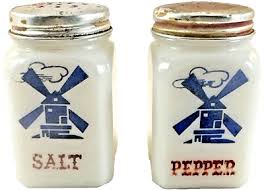 Vintage Hazel Atlas Milk Glass Salt/Pepper Shakers, Windmill ...