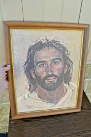 Nice Older Framed Print of Jesus, 23" ht. x 18 1/2" wide + ...