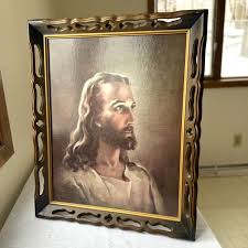 Mid Century Framed Warner Sallman Head of Christ Lithograph 1941-1968 Kriebel & Bates Litho USA - Etsy