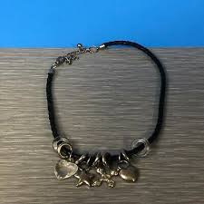 Zoe Coste France Leather Silver Tone Heart Clear Lucite Modern Necklace 14-17” | eBay