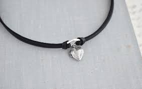 Heart Locket Choker. 19 Leather Suede Colors Available - Etsy